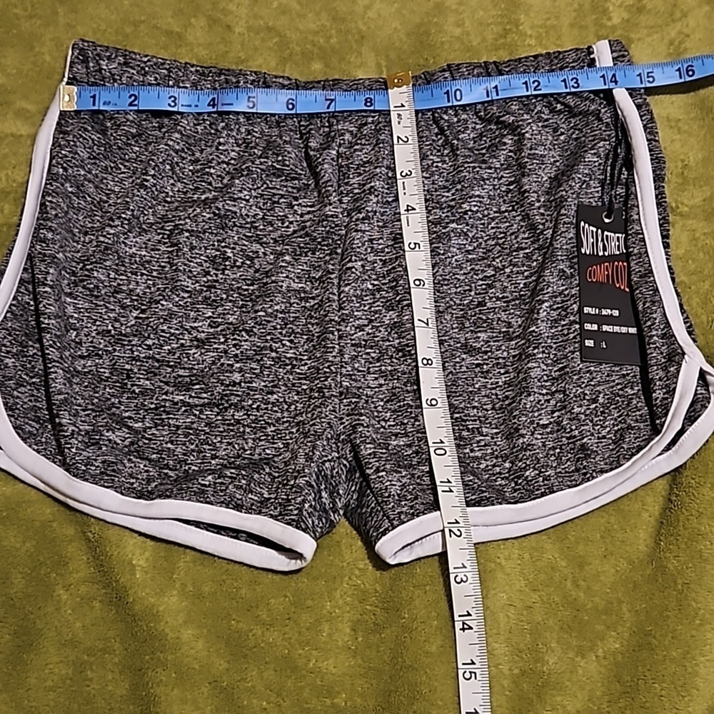 Splash Juniors Heathered Black White Polyester Spandex Running Shorts Athletic L - Picture 3 of 8